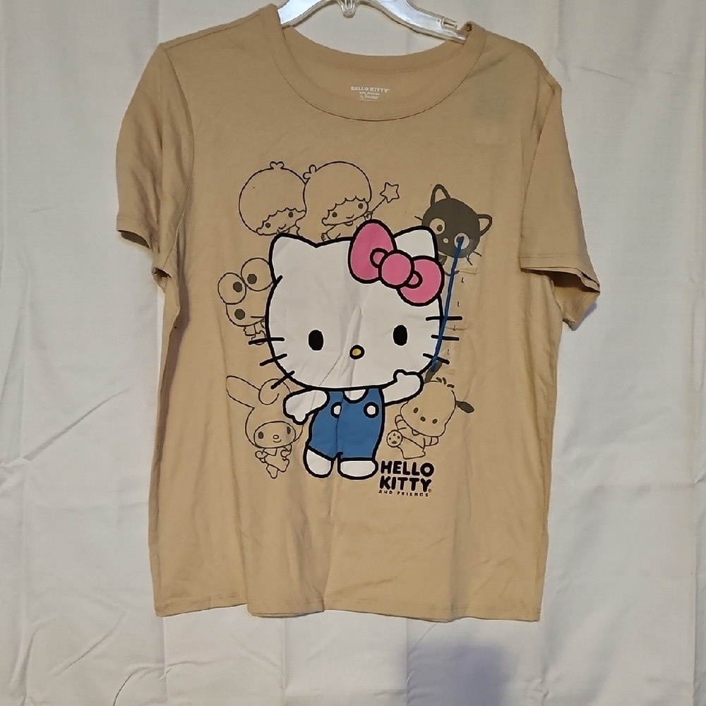Hello Kitty Beige Tee with Pink and Blue Details